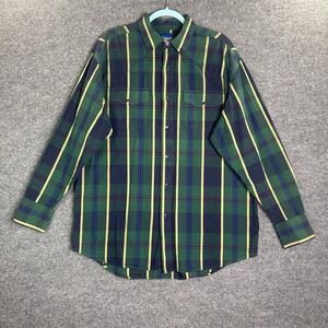 Vintage Wrangler Mens Plaid Button‎ Up Shirt Size XLT Western Multicolor